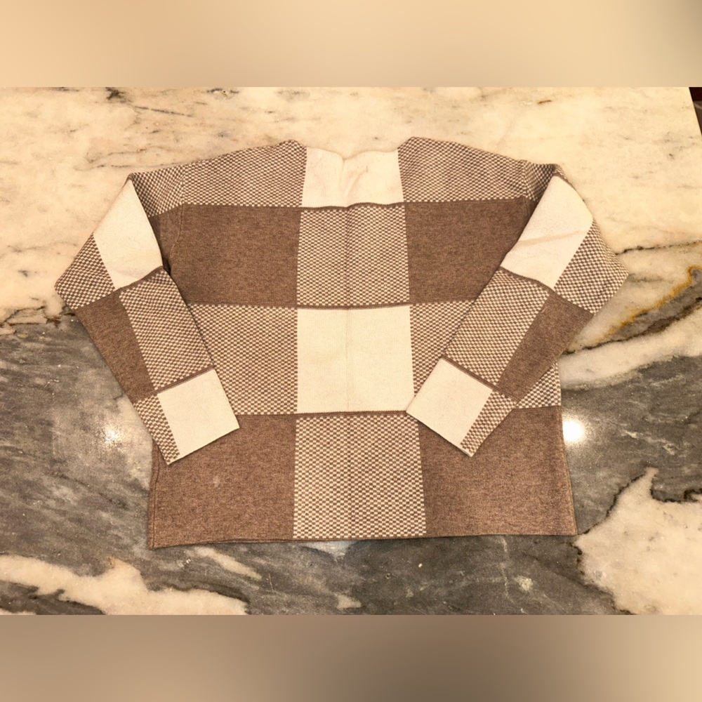 Tahari Size Large Patchwork Colorblock Brown And … - image 7